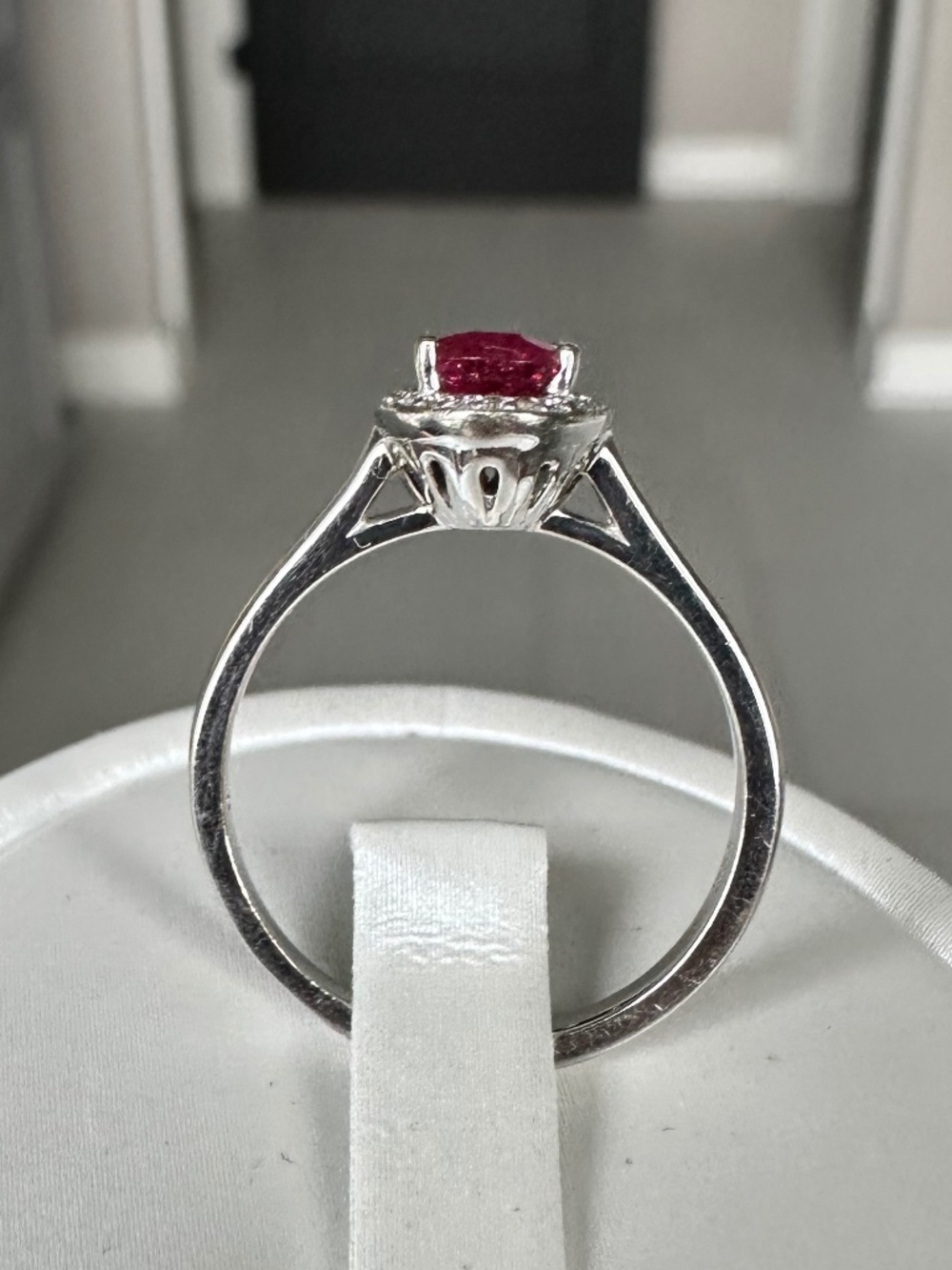 💖 14k White Gold Pink Tourmaline & Diamond Halo Ring ✨ Size 7 - Picture 7 of 10